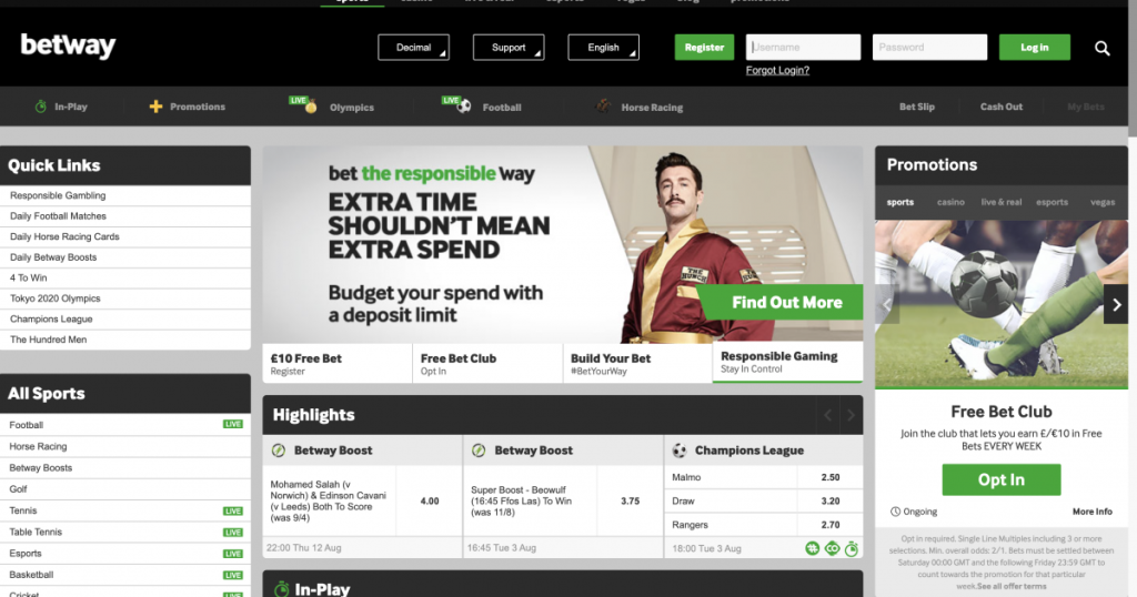 betway betting homepage